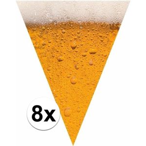 8x Bier print vlaggenlijnen / slingers 6,4 meter - Bierfeest/Oktoberfest versiering