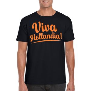 Bellatio Decorations Verkleed T-shirt voor heren - viva hollandia - zwart - EK/WK voetbal supporter