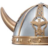 Rubies Viking verkleed helm - grijs/goud - kunststof - voor volwassenen - Verkleed accessoires/helmen