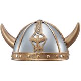 Rubies Viking verkleed helm - grijs/goud - kunststof - voor volwassenen - Verkleed accessoires/helmen