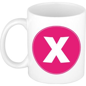Mok / beker met de letter X roze bedrukking voor het maken van een naam / woord - koffiebeker / koffiemok - namen beker
