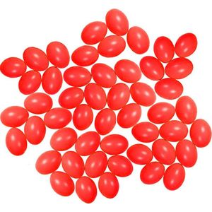 50x Rode kunststof eieren decoratie 6 cm hobby/knutselmateriaal - Knutselen DIY eieren beschilderen - Pasen thema plastic paaseieren eitjes rood