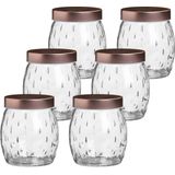 Urban Living Voorraadpot/bewaarpot Beau - 10x - 1L - glas - koperen deksel - D13 x H13 cm