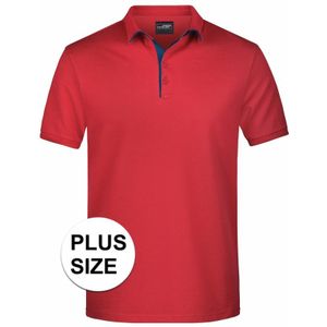 Grote maten polo shirt Golf Pro premium rood/navy voor heren - Rode plus size herenkleding - Werk/zakelijke polo t-shirts