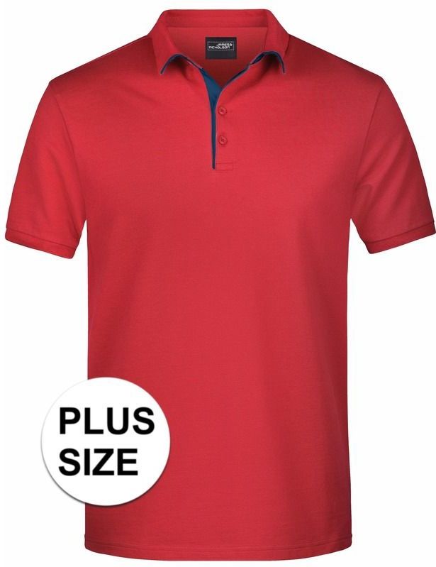 Grote maten polo shirt Golf Pro premium rood/navy voor heren - Rode plus size herenkleding - Werk/zakelijke polo t-shirts