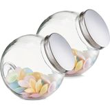 Zeller keuken voorraadpot/snoeppot Candystore - 2x - rond met deksel - 2900 ml - 19 x 13,5 x 19 cm