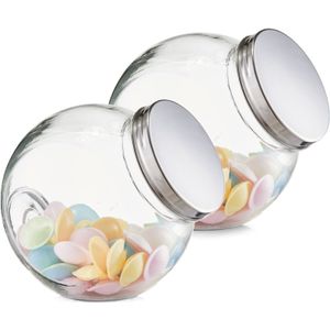 Zeller keuken voorraadpot/snoeppot Candystore - 2x - rond met deksel - 2900 ml - 19 x 13,5 x 19 cm