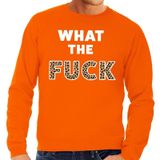 What the Fuck tijgerpint tekst sweater oranje heren - heren trui What the Fuck tijgerpint - oranje kleding