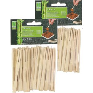 Hapjes/sate prikkers/spiesjes - bamboe hout - 144x stuks - 9 cm - amuse/bbq/feestje - Cocktailprikkers