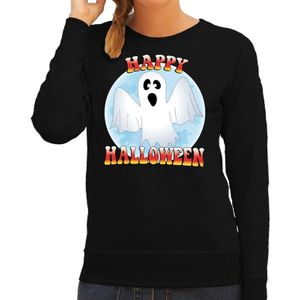 Happy Halloween spook verkleed sweater zwart voor dames - horror spook trui / kleding / kostuum
