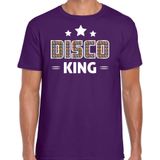 Bellatio Decorations disco verkleed t-shirt heren - jaren 80 feest outfit - disco king - paars