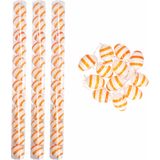Oranje/wit gestreepte hangdecoratie paaseieren 48x stuks - Pasen versieringen