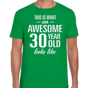 Awesome 30 year - geweldige 30 jaar cadeau t-shirt groen heren -  Verjaardag cadeau