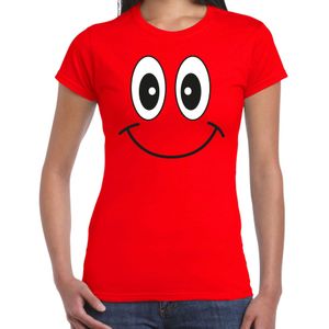 Bellatio Decorations Verkleed T-shirt voor dames - smiley - rood - carnaval - feestkleding