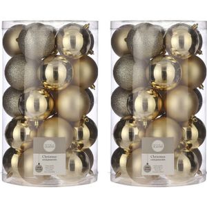 Onbreekbare kunststof kerstballen goud pakket 50-delig - Gouden kerstballen 8 cm - Kerstboomversiering