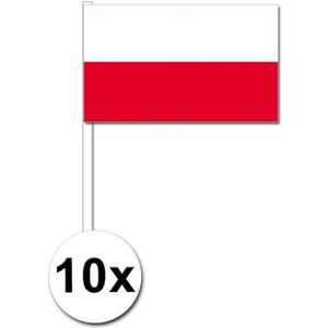 10 zwaaivlaggetjes Polen 12 x 24 cm