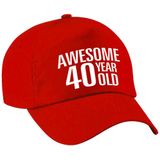 Awesome 40 year old verjaardag pet / cap rood voor dames en heren - baseball cap - verjaardags cadeau - petten / caps
