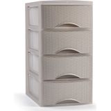 Plasticforte Ladeblokje/bureau organizer met 4x lades - beige - L18 x B25 x H33 cm