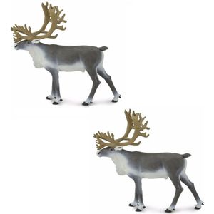 Set van 2x stuks plastic speelgoed figuur rendieren karibou 11 cm - Kunststof speel dieren