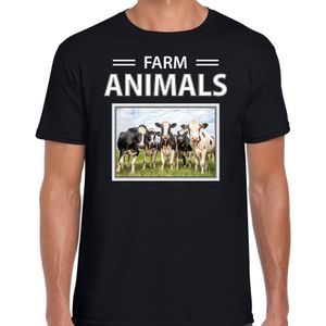 Dieren foto t-shirt Koe - zwart - heren - farm animals - cadeau shirt Kudde koeien liefhebber