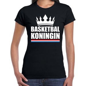 Zwart basketbal koningin shirt met kroon dames - Sport / hobby kleding