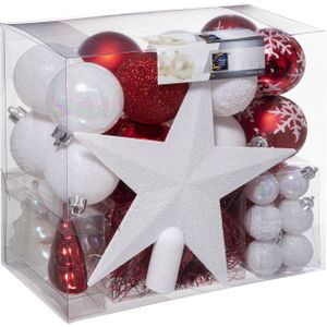 Atmosphera Kerstballen met piek - 43st - kunststof - rood-wit