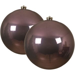 2x stuks kunststof kerstballen lila paars - 14 cm - glans - Onbreekbare plastic kerstballen