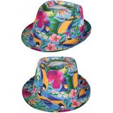 Verkleed hoedje voor Tropical Hawaii party - 2x - bloemen print - volwassenen - Carnaval