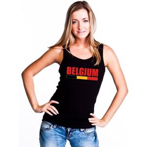 Zwart Belgium supporter mouwloos shirt dames - Belgie singlet shirt/ tanktop