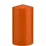 3x Oranje cilinderkaarsen/stompkaarsen 8 x 15 cm 69 branduren - Geurloze kaarsen oranje - Woondecoraties