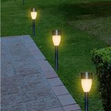 12x Buiten/tuin LED RVS stekers Nova solar verlichting 26 cm - Tuinverlichting - Tuinlampen - Solarlampen op zonne-energie