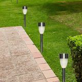 12x Buiten/tuin LED RVS stekers Nova solar verlichting 26 cm - Tuinverlichting - Tuinlampen - Solarlampen op zonne-energie