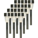 12x Buiten/tuin LED RVS stekers Nova solar verlichting 26 cm - Tuinverlichting - Tuinlampen - Solarlampen op zonne-energie