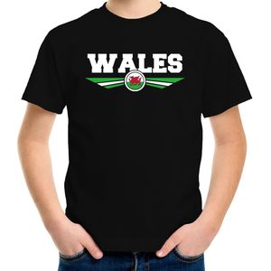 Wales landen t-shirt zwart kids - Wales landen shirt / kleding - EK / WK / Olympische spelen outfit