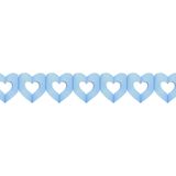 Set van 2x stuks hartjes slingers geboorte jongen blauw 3 meter - Feestslingers versiering geboren jongen/babyshower