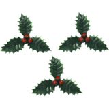 25x stuks groene kersttakjes op insteker 4 cm - Kleine kersstukjes decoraties
