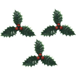 25x stuks groene kersttakjes op insteker 4 cm - Kleine kersstukjes decoraties