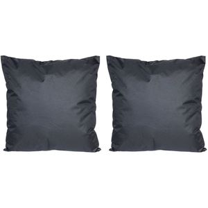 Set van 2x stuks bank/Sier kussens voor binnen en buiten in de kleur zwart 45 x 45 cm - Tuin/huis kussens