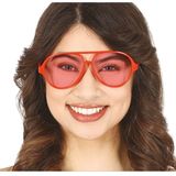 Carnaval/verkleed party bril Aviator - 2x - rood - volwassenen -Voor bij een verkleedkleding kostuum