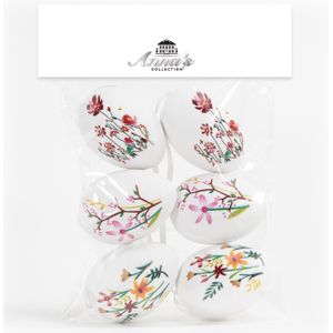 Anna's Collection Paaseieren met bloemen - 6x - kunststof - 6 cm - paasdecoratie