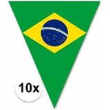 10x versiering Brazilie vlaggenlijn/vlaggetjes - 5 meter - slingers