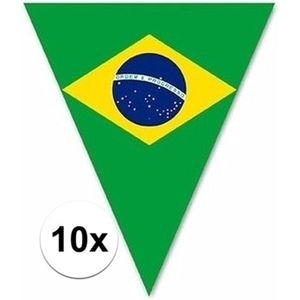 10x versiering Brazilie vlaggenlijn/vlaggetjes - 5 meter - slingers