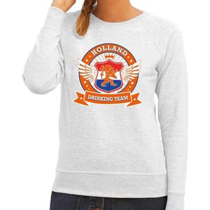Holland drinking team sweater grijs / sweater grijs dames - Koningsdag / supporters kleding
