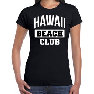 Hawaii beach club zomer t-shirt voor dames - zwart - beach party / vakantie outfit / kleding / strand feest shirt