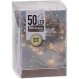 3x Kerstverlichting op batterij warm wit 50 lampjes - Warm wit