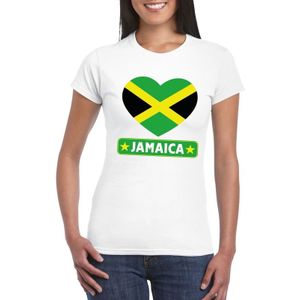 Jamaica t-shirt met Jamaicaanse vlag in hart wit dames