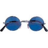 Widmann - Party zonnebrillen - 2x stuks - Hippie Flower Power Sixties - ronde glazen - blauw