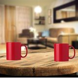 Bellatio Design Koffie mokken/bekers Nantes - 1x - keramiek - met oor - rood - 300 ml