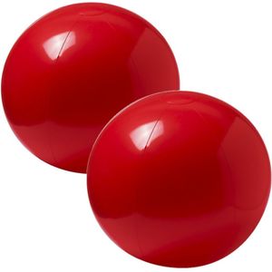 2x stuks opblaasbare strandballen extra groot plastic rood 40 cm - Strand buiten zwembad speelgoed