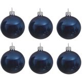 24 Stuks mix glazen Kerstballen pakket donkerblauw 6 cm - kerstballen pakket